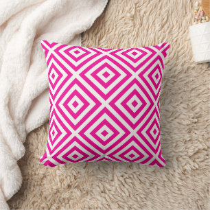 Hot Pink Diamond Pattern Throw Pillow