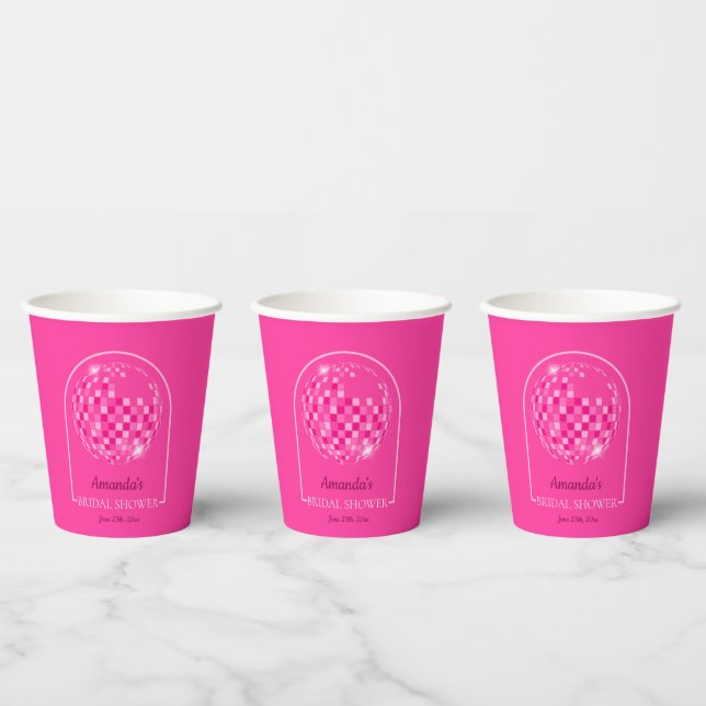 Hot Pink Disco Boogie Bridal Shower Paper Cups (Multi)