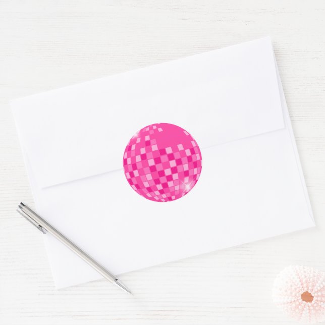 Hot Pink Disco Boogie Classic Round Sticker (Envelope)
