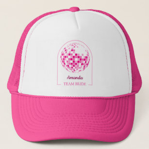 Hot Pink Disco Boogie Team Bride Trucker Hat