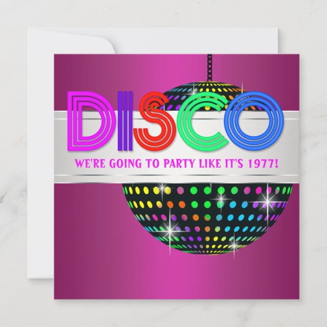 Hot Pink Disco Party Invitations (Front)