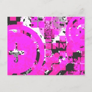 hot pink distressed chex : postcard