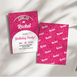 Hot Pink Doll Invite, Fashion Doll Party Invitation