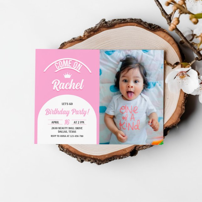 Hot Pink Doll Invite, Fashion Doll Party Photo Invitation (Creator Uploaded)