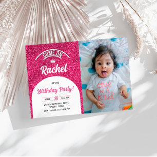 Hot Pink Doll Photo Invite, Fashion Doll Party  Invitation