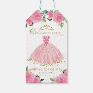 Hot Pink Dress Quinceanera Gift Tags