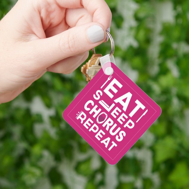 Hot Pink Eat Sleep Chorus Repeat Block Keychain (Hand)