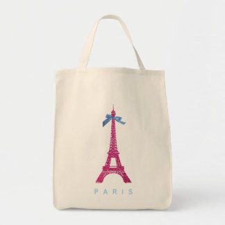Hot Pink Eiffel Tower in faux glitter Tote Bag