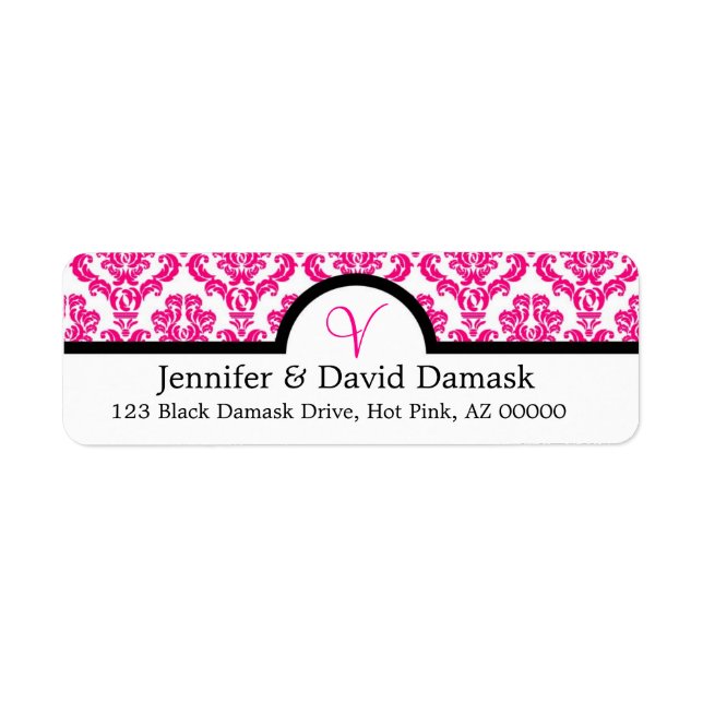 Hot Pink Elegant Monogram V Damask (Front)