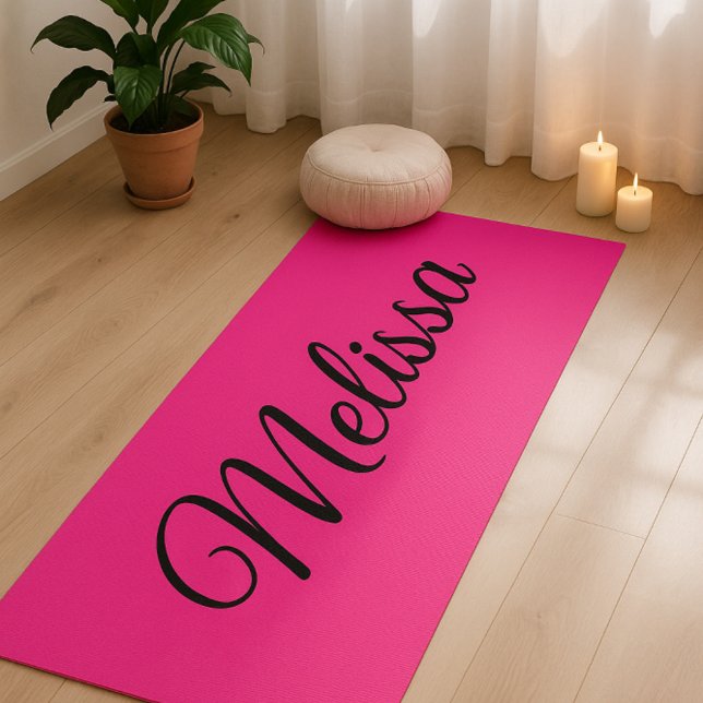 Hot Pink Elegant Script Name  Yoga Mat (Creator Uploaded)