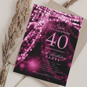 Hot Pink Elegant Surprise 40th Birthday Party Invitation