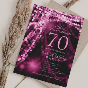 Hot Pink Elegant Surprise 70th Birthday Party Invitation