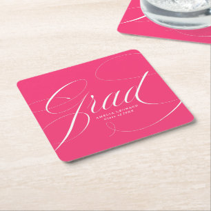 Hot Pink Eloquence Graduation Square Paper Coast Square Paper Coaster