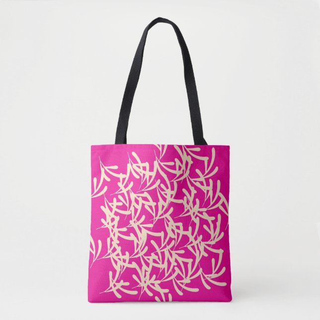 Hot Pink Embellished Decorative  Tote Bag (Front)