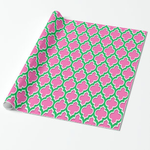 Hot Pink Emerald Green Wht XL Moroccan #4DS Wrapping Paper