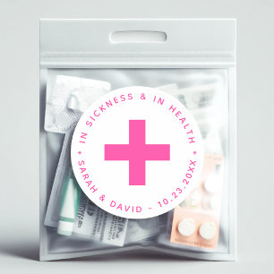 Hot Pink Emergency Kit In Sickness and in Health Classic Round Sticker