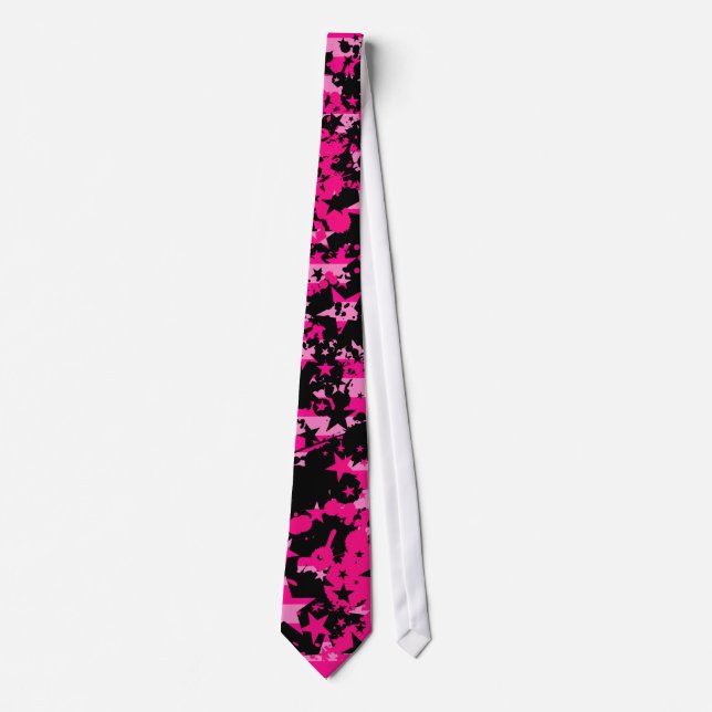 Hot Pink Emo Stars Tie (Front)