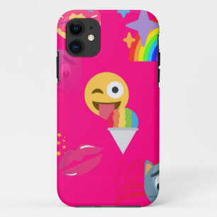 hot pink emoji iPhone 11 case