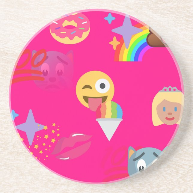 hot pink emoji coaster (Front)