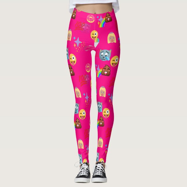 hot pink emoji leggings (Front)