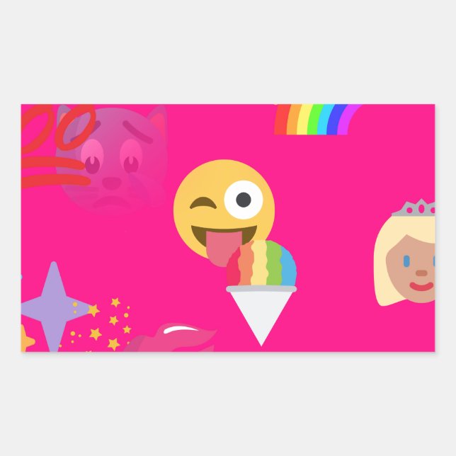 hot pink emoji rectangular sticker (Front)