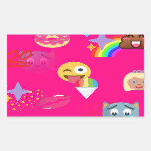 hot pink emoji rectangular sticker