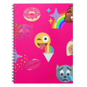 hot pink emoji spiral notebook
