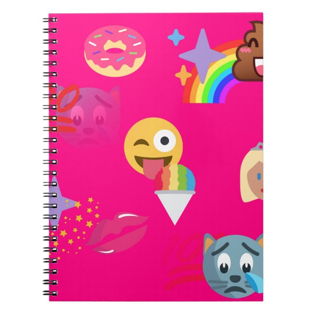 hot pink emoji spiral notebook (Front)