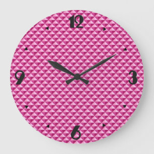 Hot pink, enamel look, studded grid large clock