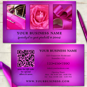 Hot Pink Eye-Catching QR Photo Business Card