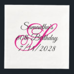 Hot Pink Fancy Monogram 60th Birthday Napkin<br><div class="desc">Create your own monogrammed birthday dinner napkins for her special milestone 60th birthday party celebration. Customise the hot pink colour or the font style of the monogram. A minimalist modern typography design with a classic style monogram for her. I have a few shades of light pink to hot pink available...</div>