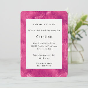 Hot Pink Faux Fur Birthday Invitation
