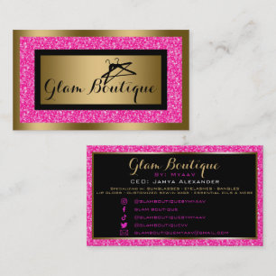 Hot Pink Faux Glitter Cloth Hanger Business Card