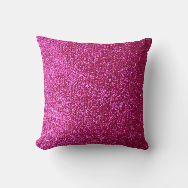 Hot Pink Faux Glitter Cushion (Front)