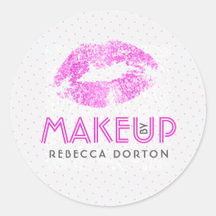 Hot Pink Faux Glitter Custom Text Template Classic Round Sticker
