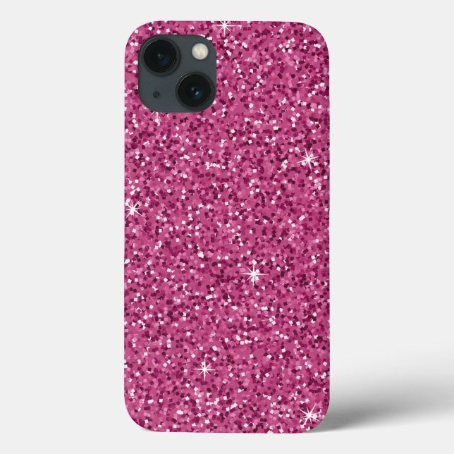Hot Pink Faux Glitter Modern Chic Case-Mate iPhone Case (Back)