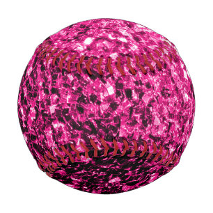 Hot pink faux glitter sparkles bling baseball