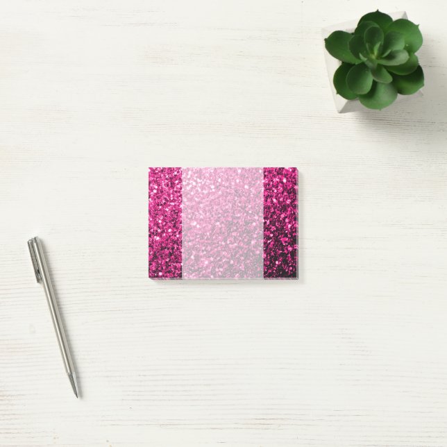 Hot pink faux glitter sparkles post-it notes (Office)