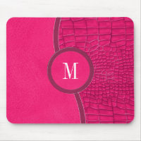 Hot Pink Faux Leather Alligator Skin Chic Monogram