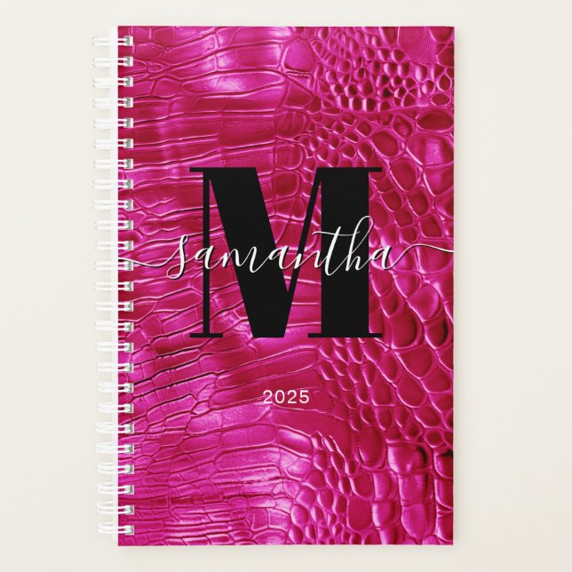 Hot Pink Faux Leather Signature Monogram 2025 Planner (Front)