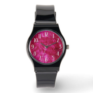 Hot Pink Faux Leather Watch