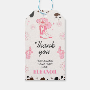 Hot Pink First Rodeo 1st Birthday Thank You Gift Tags