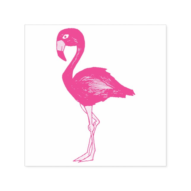 Hot Pink Flamingo Flamingos Tropical Island Bird Self-inking Stamp (Design)