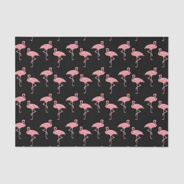 Hot Pink Flamingo Flock Pattern Tissue Paper (Front)