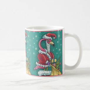 HOT PINK FLAMINGO IN FUNNY SANTA CLAUS SUIT MUG