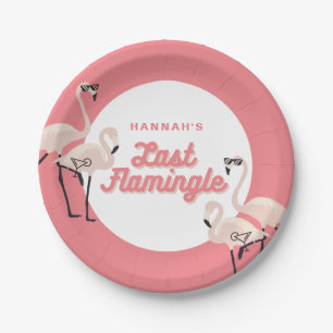 Hot Pink Flamingo Last Flamingle Bridal Shower Paper Plate