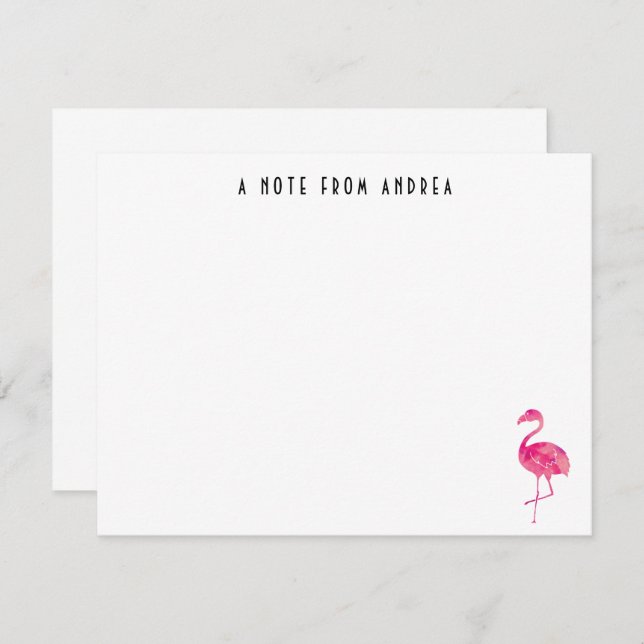 Hot Pink Flamingo Personalised Note Card (Front/Back)