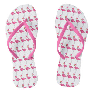 Hot Pink Flamingo Tropical Island Beach Bird Print Jandals