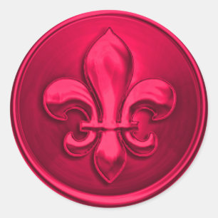 Hot Pink Fleur de Lis Envelope Seal Embossed Look