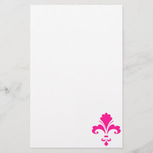 Hot Pink Fleur-de-lis Stationery